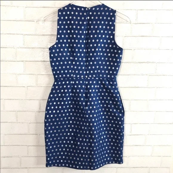 J.CREW Shimmer Polka Dot Navy Dress size 0 - Picture 5 of 8